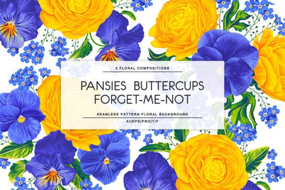 A Set of Three Hand-Painted Floral Compositions