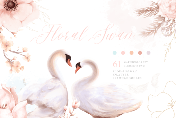 Exploring the Watercolor Florals and Swans Digital Design Collection