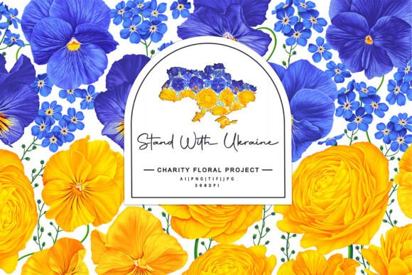 Stand with Ukraine: A Floral Vector Illustration Set