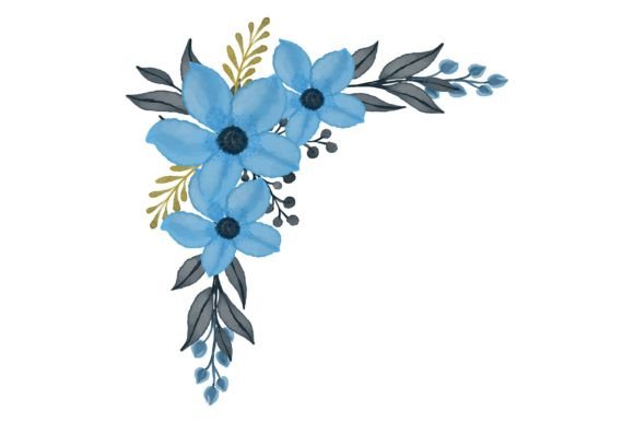 The Elegant Utility of a Set of Blue Watercolor Floral Frame Illustrations